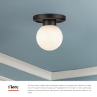 Alora Mood SF407306BGGO Fiore Semi Flush, 1-Light 1 Watts, Brushed Gold/Glossy Opal Glass