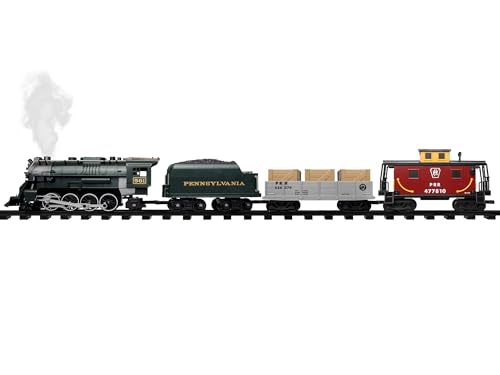 Lionel Battery-Operated Pennsylvania Flyer Freight Toy Train Set with Bluetooth, Locomotive, Train Cars, & Track with Authentic Train Sounds, Lights, & Water Vapor Smoke Effects for Kids 4+