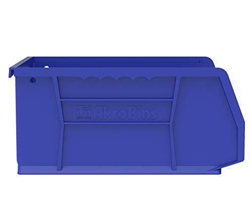 Akro-Mils 30235 AkroBins Plastic Storage Bins, Space-Saving Stackable Bins for Garage, Pantry, Craft Organization, 11-Inch x 11-Inch x 5-Inch, Blue, 6-Pack
