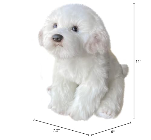 14 Inch Maltese Stuffed Animal, Realistic Dog Plush, Lifelike Stuffed Animal,Companion Pet, Fluffy Stuffed Puppy Dog Toys for Gift