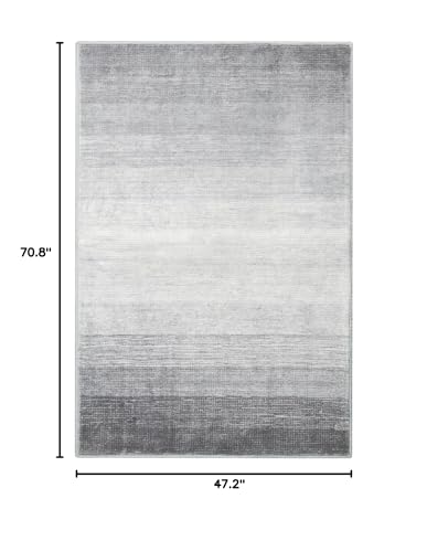 Wonnitar 4x6 Washable Grey Rug for Bedroom, Modern Ombre Area Rug for Living Room, Non-Slip Stain Resistant Entryway Throw Mat, Non-Shedding Low Pile Floor Carpet for Bedside Mudroom (Grey, 4'x6')