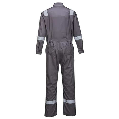 Portwest FR94 Bizflame Fire Resistant Coverall with FR Reflective Tape ASTM NFPA, Gray, Large