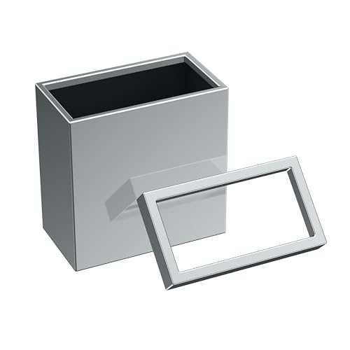 Gatco Modern Rectangle Wastebasket, Chrome - Stainless Steel Trash Can with Removable Lid, Leakproof, 3 Gallon Capacity for Bathroom, Bedroom, Kitchen, or Office