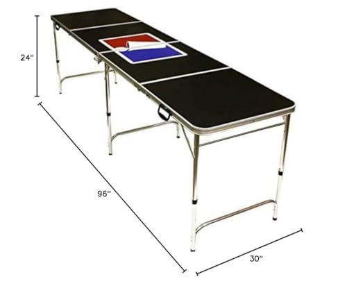 8' Folding Beer Pong Table with Bottle Opener, Ball Rack and 6 Pong Balls - Sports Design - By Red Cup Pong