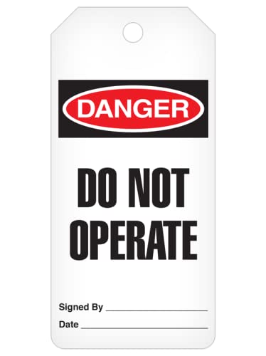 INCOM Manufacturing Lockout Tags On A Roll, Danger Do Not Operate, Heavy-Duty DuraPly™ Stock, Waterproof And Tear-Resistant, Red/Black on White, 6.25 Inch X 3 Inch X 10 Mil Thickness, 100 pack,RT1000C
