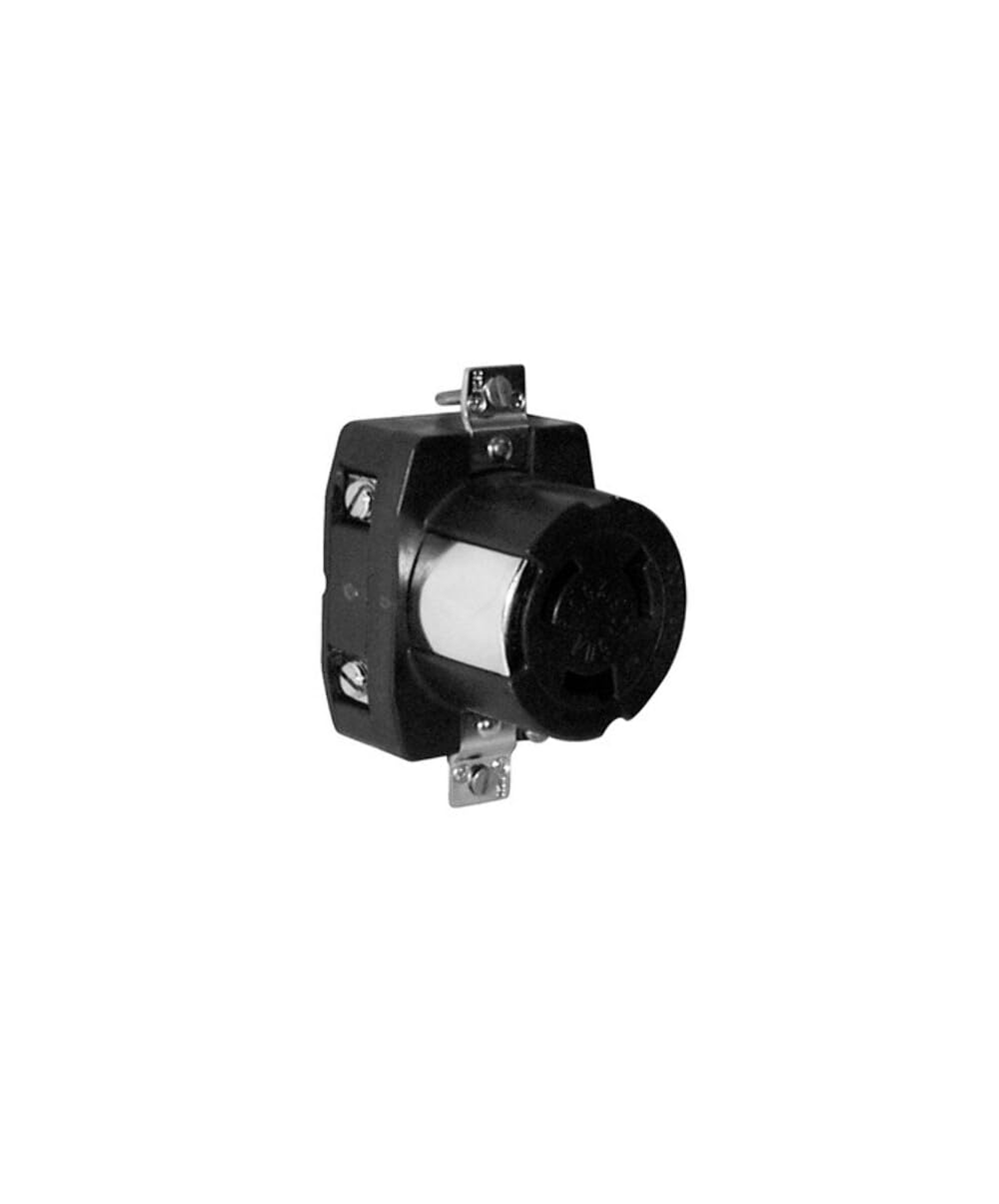 Marinco 6369CR Marine 3-Pole 4-Wire Electrical Dockside Receptacle (50-Amp, 125/250-Volt, Female, Black)