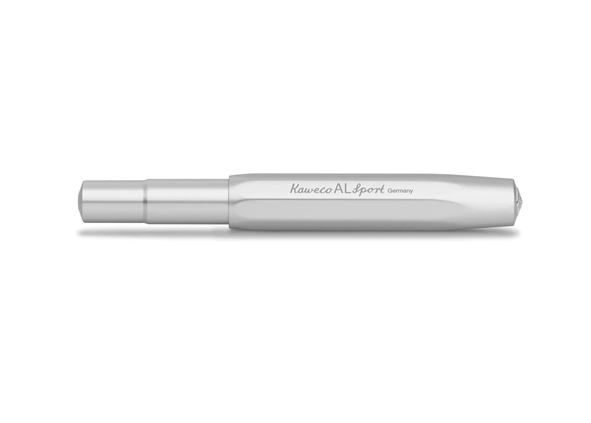 Kaweco AL SPORT Fountain Pen Silver I Premium Aluminum Reservoir Pen for Ink Cartridges 13 cm I Nib: BB (Extra Broad)