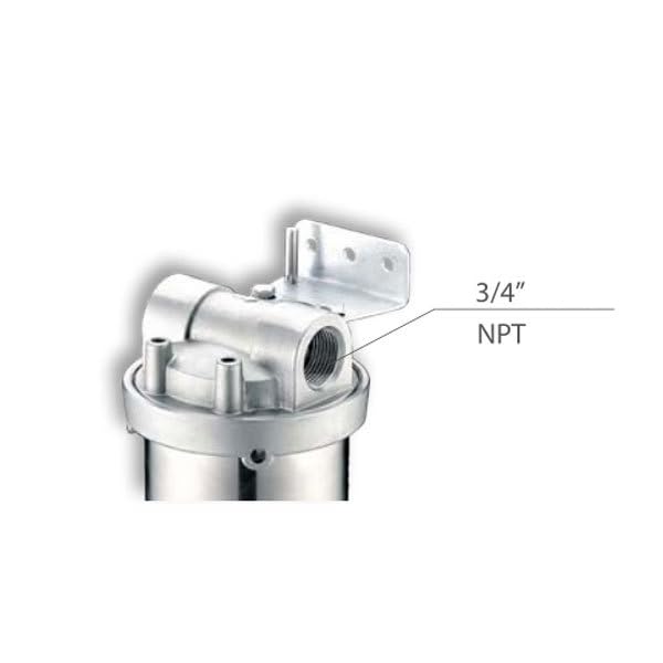 Amwater NSF/ANSI 42 Certification Stainless Steel Filter Housing for 10" Filter Cartridge, 3/4" NPT Water Filter Housing for Whole House Water Purification of Stainless Steel 304 (10" A Housing)