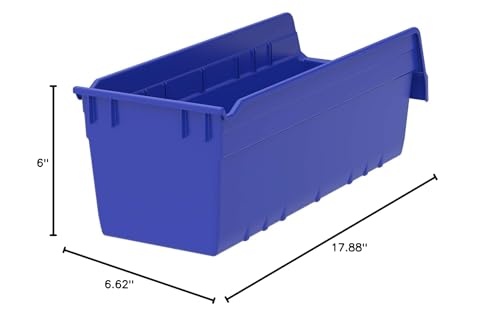 Akro-Mils 30098 ShelfMax Plastic Nesting Shelf Bin Box, 18-Inch Length x 6.75 Inch Width x 6-Inch Height, Blue (10-Pack)