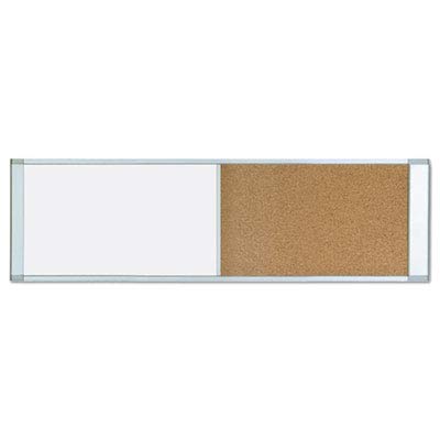 MasterVision Combo Cubicle Workstation Dry Erase/Cork Board, 48 x 18, Natural/White Surface, Aluminum Frame