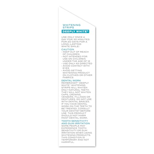 Rembrandt Teeth Whitening Strips, Deeply White, Enamel-Safe, 40 Whitening Strips (20 Treatments)