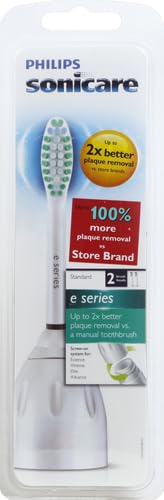 Philips Sonicare Genuine E-Series Replacement Toothbrush Heads, 2 Brush Heads, White, HX7022/66