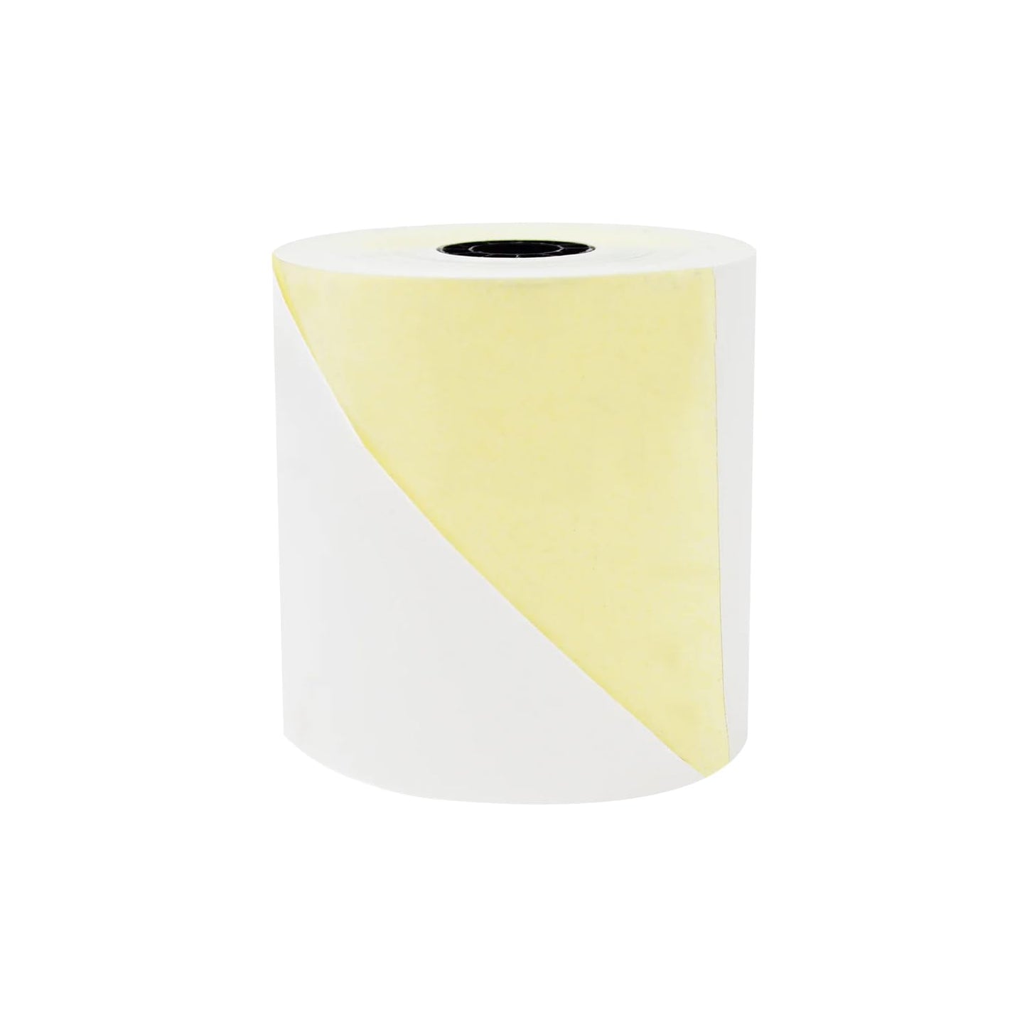 BAM POS Two Ply Carbonless Rolls - Easy to Install - Clear & Crisp Copies - White/Canary - 3” x 90 Feet (24 Rolls per Carton)