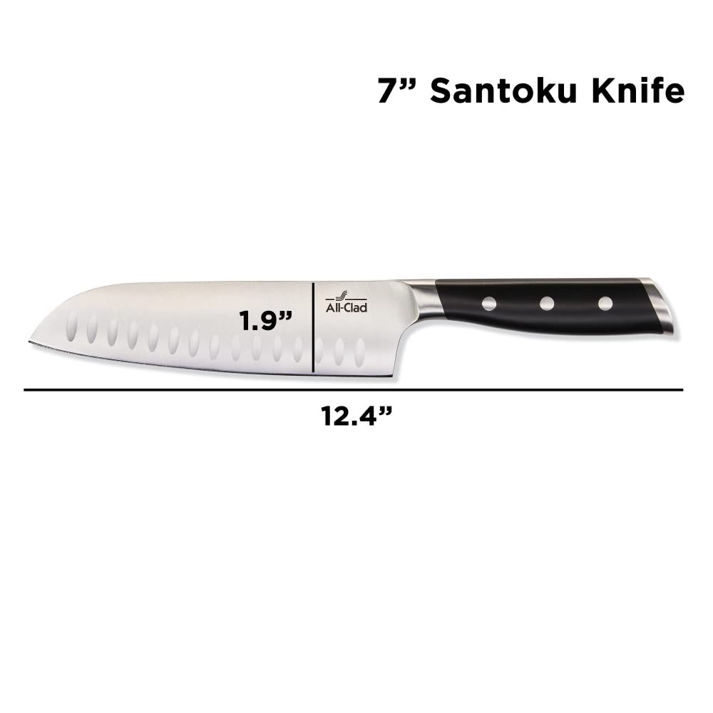 All-Clad Forged German Stainless Steel Santoku Knife 7 Inch, Fully Forged, Expert Precision, Home Kitchen Knife, Cook Tool, Cookware Kitchen Tool, Kitchen Utensils, Ultra Sharp Knives