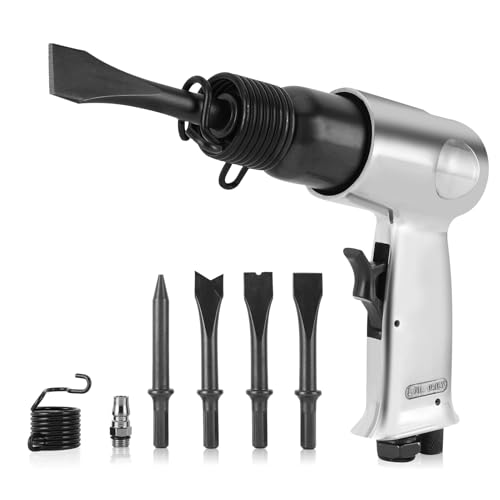 Air Hammer, Semme 4500 BPM Air Chisel with 4 Piece Chisel Punch Bits Tools, Industrial Handle Straight Type Pneumatic Hammer Tool, for General Cutting, Drilling, Rusting Removal, and Scraping