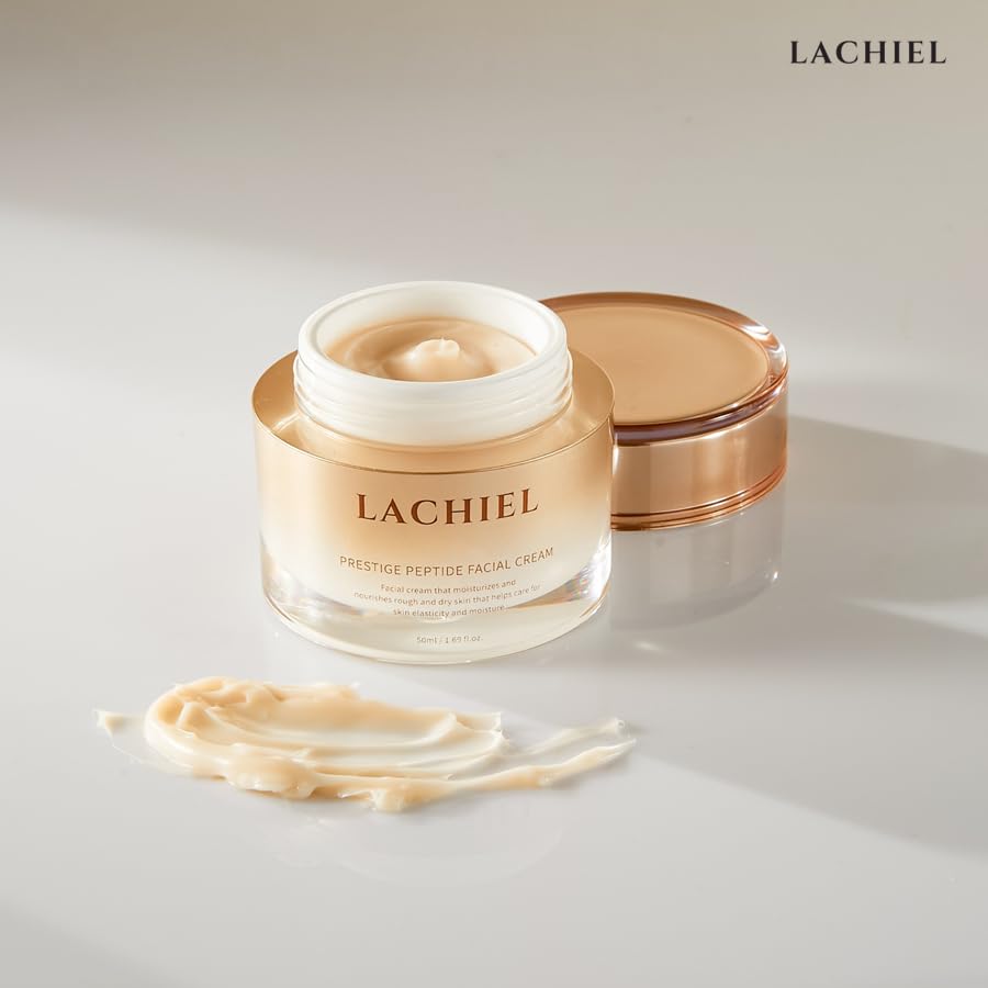 LACHIEL Prestige Peptide Facial Cream 1.69fl.oz (50ml) Panthenol, 20 Peptides, Carnosine, Adenosine, Niacinamide, Anti-aging, Wrinkle improvement, Made in KOREA.