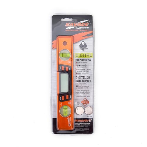 Swanson Tool Co SVT200 9 Inch Savage Digital Magnetic Aluminum Billet Torpedo Level,Orange