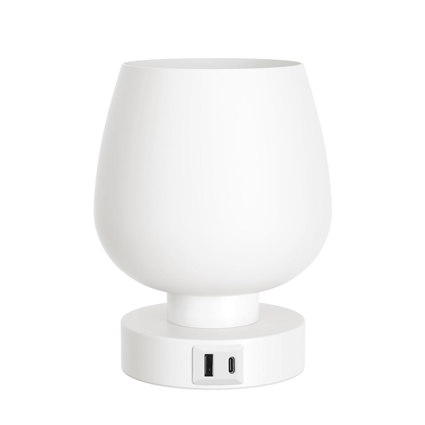 Seealle Touch Table Lamp for Nightstand Set of 2 - Bedside Lamp with USB C+A Charging Ports for Bedroom Living Room Night Stands, Desk Lamp with White Glass Shade for Small Spaces, 3 Way Dimmable