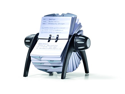 Durable Telindex Rotary Address Card Holder - Includes 500 Double-Sided Card Pockets - Includes A-Z Index - Made from Black Plastic