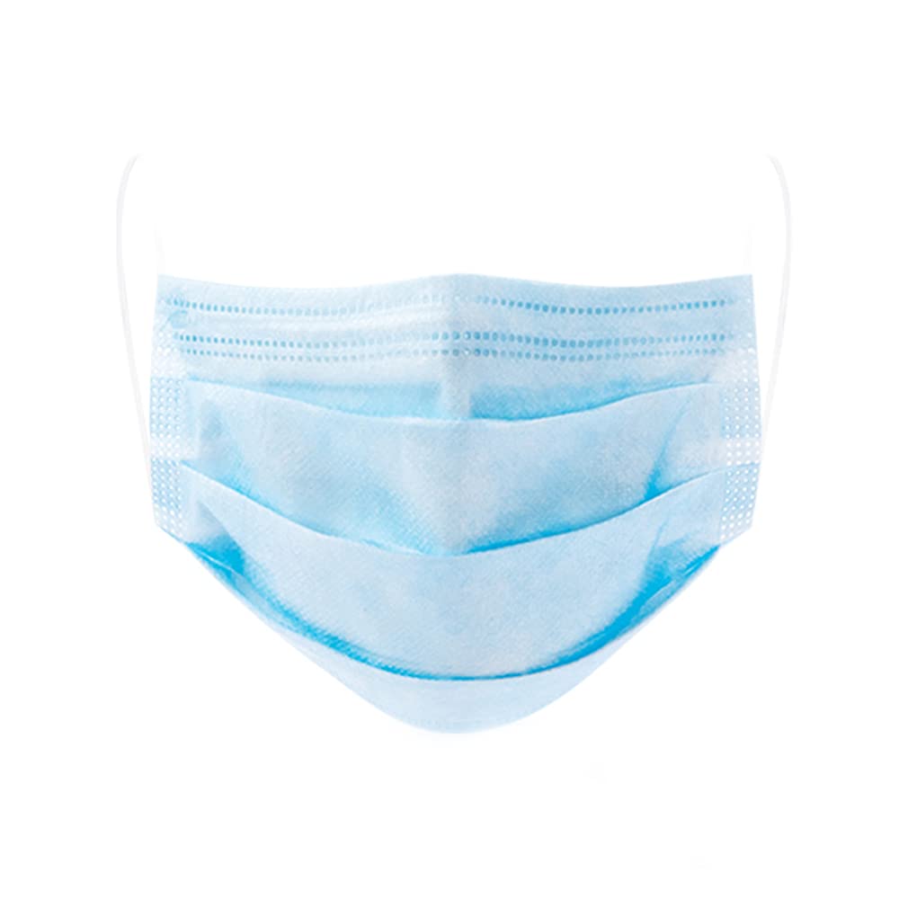 2,000pcs Disposable Face Masks- 3 Ply Breathable Mask For Adults - Blue (40 Packs of 50)