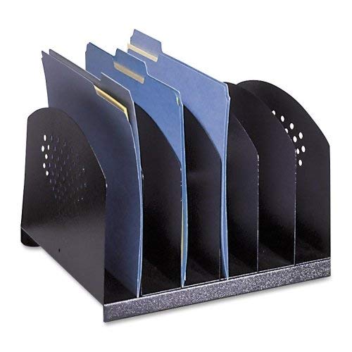 Safco 3155BL Steel Desk Organizer Rack with 6 Vertical Sections, Black