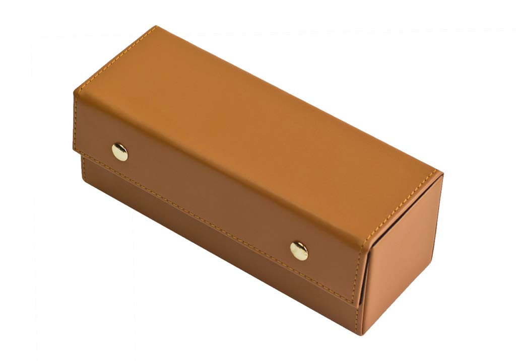Alex Cramer Domino Set with Caramel Colored Leather Case - Professional Tournament Traveler - No Spinners Domino Set - 28 Indestructible Double Six Dominoes