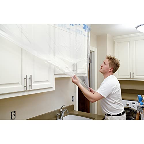 3M Hand Masker Advanced Masking Film, 8 Rolls, 48 in x 180 ft, Static Cling Keeps Film in Place, Prevents Liquids From Bleeding Through, Flake Resistant, For Indoors & Outdoors Use (AMF48-8C)
