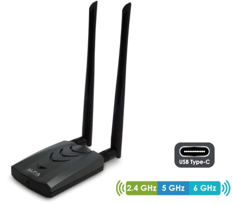 ALFA NETWORK AWUS036AXML 802.11axe WiFi 6E USB 3.0 Adapter AXE3000, Tri Band 6 GHz, Gigabit Speed up to 3Gbps