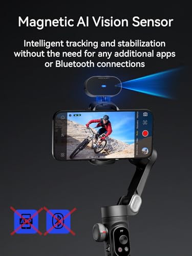 AOCHUAN Gimbal Stabilizer for iPhone, Gimbal w/AI Vision Sensor for Face Tracking, 3-Axis iPhone Gimbal w/OLED Display for Vlog Recording, Compatible with iPhone/Android-Smart AI XPro Black