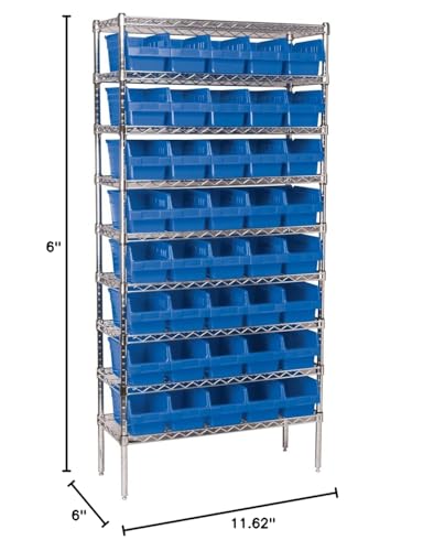 Akro-Mils 30090 Plastic Nesting ShelfMax Storage Bin Box, (12-Inch x 6-Inch x 6-Inch), Blue, (10-Pack)