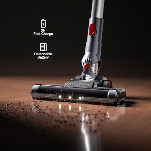 kzxkgxl Cordless Vacuum Cleaner, Lightweight Stick Vacuum Cordless Rechargeable with LED Touch Screen, 2 Modes Powerful Suction Vacuum Cleaners for Home Pet Hair, Carpets, Hardwood Floors