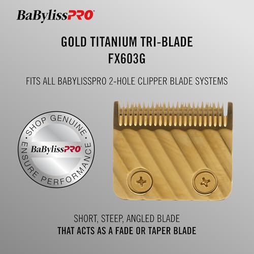 BaBylissPRO Barberology Gold Tri Replacement Blade for Hair Clippers (FX603G)
