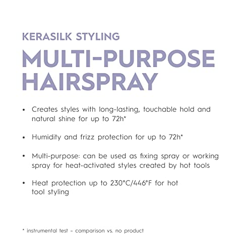 KERASILK Multi-Purpose Hairspray | Creates Long-Lasting Touchable Hold | Finishes & Locks in Hairstyles | Quick Drying | With Heat Protection & Humidity Protection | 300ml