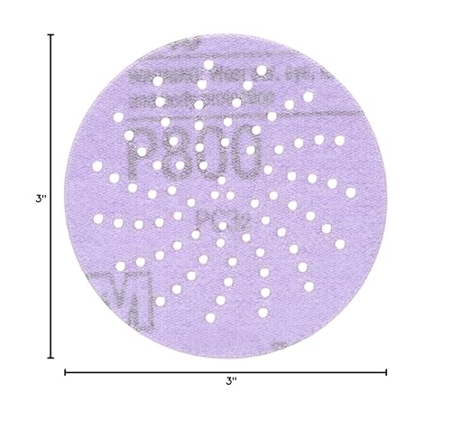 3M Hookit Purple Clean Sanding Disc 343U, 30260, 3 in, P800, 50 discs per carton