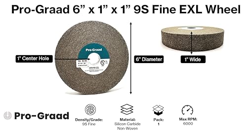 Pro-Graad EXL Deburring Wheel - 6" x 1" x 1" 9S Fine Grit - Silicon Carbide - Metal Deburring, Finishing and Polishing Wheel - Convolute - 05132 - (1 Pack)