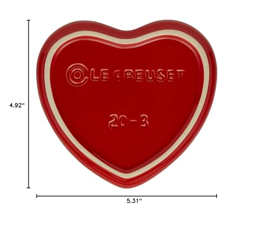 Le Creuset Cerise Stoneware Heart Shaped Spoon Rest, 5.25"