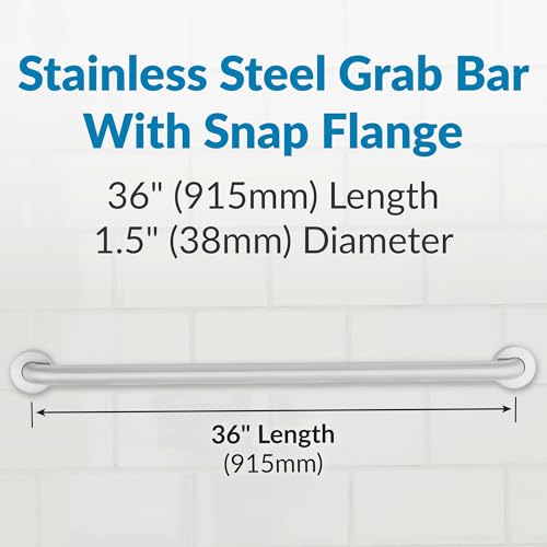 Concealed Mounting with Diameter Snap Flange Grab Bar Grab Bar Size: 36"