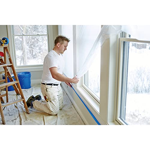 3M Hand Masker Advanced Masking Film, 8 Rolls, 48 in x 180 ft, Static Cling Keeps Film in Place, Prevents Liquids From Bleeding Through, Flake Resistant, For Indoors & Outdoors Use (AMF48-8C)