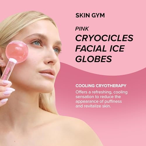 Skin Gym Ice Globe Beauty Balls, Pink Liquid Cryocicles, Cooling Face Roller for Smooth Skin & Enhanced Glow