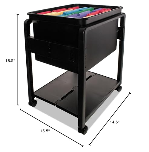 Advantus 55758 Folding Mobile File Cart, 14-1/2w x 18-1/2d x 21-3/4h, Clear/Black