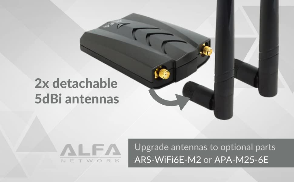 ALFA NETWORK AWUS036AXML 802.11axe WiFi 6E USB 3.0 Adapter AXE3000, Tri Band 6 GHz, Gigabit Speed up to 3Gbps