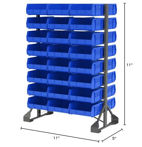 Akro-Mils 30235 AkroBins Plastic Storage Bins, Space-Saving Stackable Bins for Garage, Pantry, Craft Organization, 11-Inch x 11-Inch x 5-Inch, Blue, 6-Pack