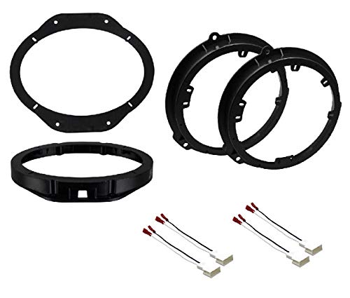 ASC Premium 6x9 Front and 6+-Inch 6" 6.5" 6.75" Rear Car Stereo Speaker Install Adapter Mount Bracket Plates and Speaker Wire Connectors- Made for Ford: 2015-2022 F-150, 2017-2021 F-250/F-350/F-450