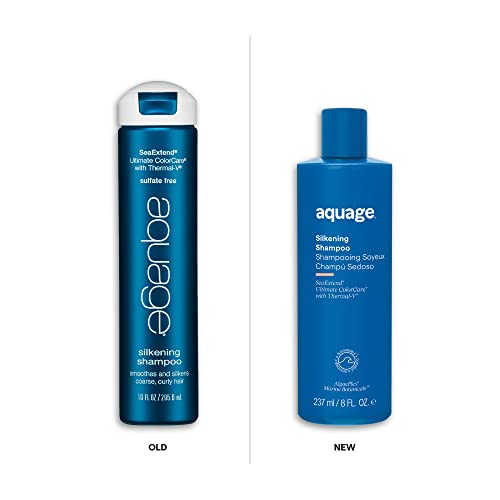 Aquage SeaExtend Silkening Shampoo, Smoothes and Silkens Coarse, Curly Hair, 8 oz.