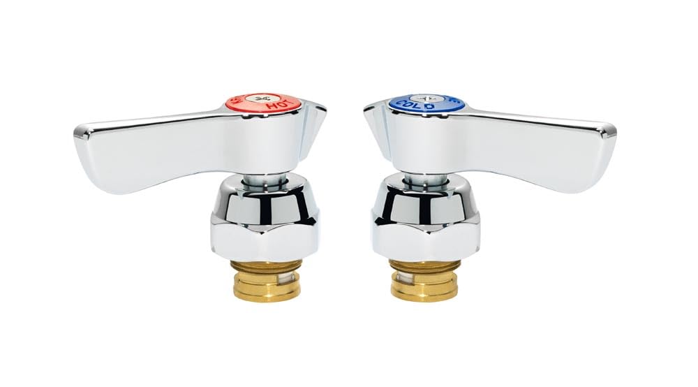 Krowne Silver Series 21-300L 1/4 Turn Ceramic Repair Kit with Hot and Cold Valve Handles for Commercial Food Industry Restaurant | Fits 10-4, 11-4, & 13-8 Faucets | 9"H x 6"W x 5"L, Stainless Steel