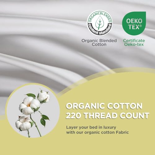 Farm To Home Organic Pillows King Size Set of 2, 100% Organic Cotton Cover, Down Alternative Hotel Quality Soft Bed Pillow for Back & Side Sleepers, Machine Washable, 20"x36", White