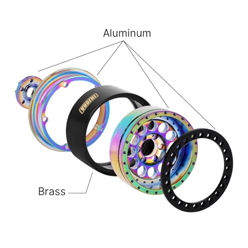 INJORA 224g Super Heavy Brass & Aluminum Deep Dish 2.2" Beadlock Wheel Rim for 1/10 RC Crawler Upgrade(W2257)