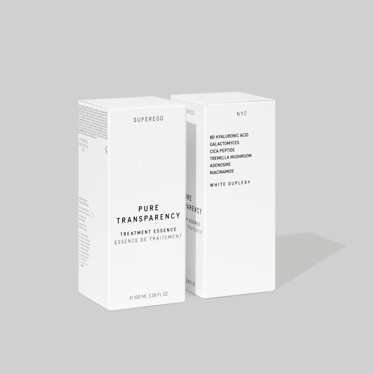 SUPEREGG Pure Transparency Treatment Essence: For bright, plump, glowing skin. Essence with 8D Hyaluronic Acid, Galactomyces Ferment Filtrate, Cica Peptide. 100 ML / 2 FL OZ