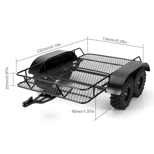 INJORA Metal Hitch Mount Trailer for Axial SCX24 Upgrade 1/24 RC Crawler