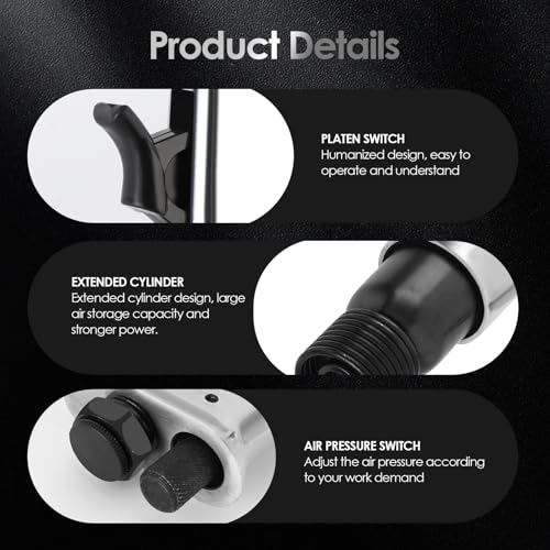 Air Hammer, Semme 4500 BPM Air Chisel with 4 Piece Chisel Punch Bits Tools, Industrial Handle Straight Type Pneumatic Hammer Tool, for General Cutting, Drilling, Rusting Removal, and Scraping